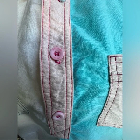 Kids Colorblock Button Polo Shirt - Blue & White - Picture 2 of 5